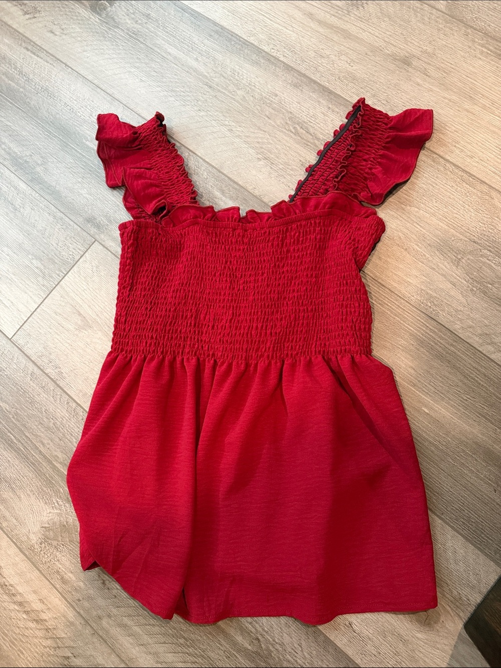 Red Ruffled Smocked Tank Top